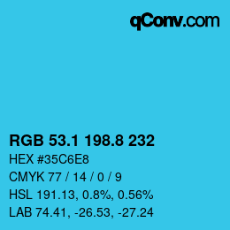 Color code: RGB 53.1 198.8 232 | qconv.com