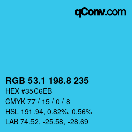 カラーコード: RGB 53.1 198.8 235 | qconv.com