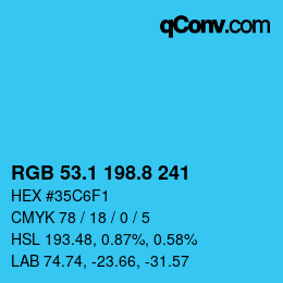 カラーコード: RGB 53.1 198.8 241 | qconv.com