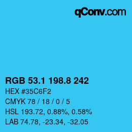 カラーコード: RGB 53.1 198.8 242 | qconv.com