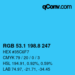 カラーコード: RGB 53.1 198.8 247 | qconv.com