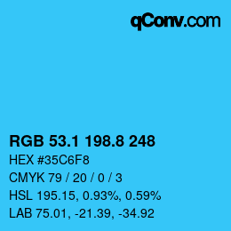 カラーコード: RGB 53.1 198.8 248 | qconv.com