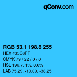 Color code: RGB 53.1 198.8 255 | qconv.com