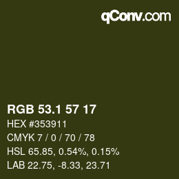 カラーコード: RGB 53.1 57 17 | qconv.com