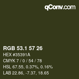 カラーコード: RGB 53.1 57 26 | qconv.com
