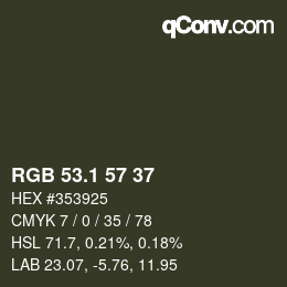 カラーコード: RGB 53.1 57 37 | qconv.com