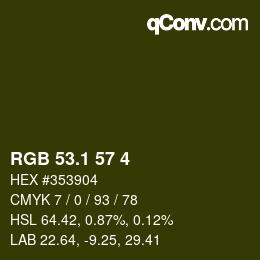 カラーコード: RGB 53.1 57 4 | qconv.com