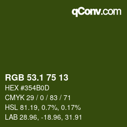 カラーコード: RGB 53.1 75 13 | qconv.com