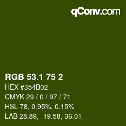 カラーコード: RGB 53.1 75 2 | qconv.com