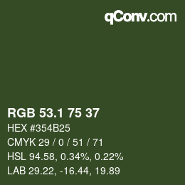 カラーコード: RGB 53.1 75 37 | qconv.com
