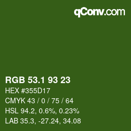 カラーコード: RGB 53.1 93 23 | qconv.com