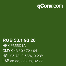 カラーコード: RGB 53.1 93 26 | qconv.com
