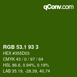 カラーコード: RGB 53.1 93 3 | qconv.com