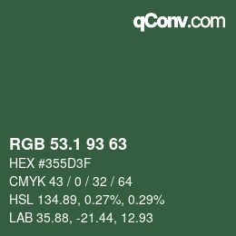 Color code: RGB 53.1 93 63 | qconv.com
