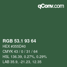 カラーコード: RGB 53.1 93 64 | qconv.com