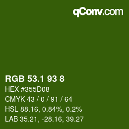 カラーコード: RGB 53.1 93 8 | qconv.com