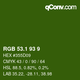 カラーコード: RGB 53.1 93 9 | qconv.com