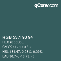 Color code: RGB 53.1 93 94 | qconv.com