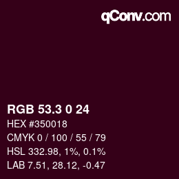 カラーコード: RGB 53.3 0 24 | qconv.com