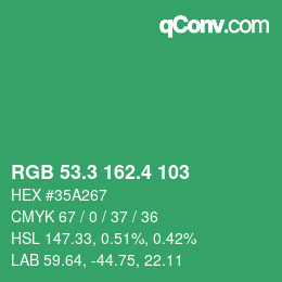カラーコード: RGB 53.3 162.4 103 | qconv.com