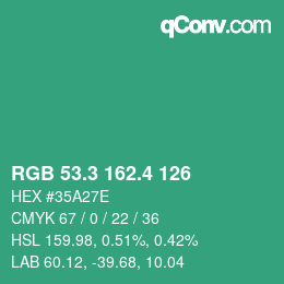 カラーコード: RGB 53.3 162.4 126 | qconv.com