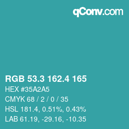 カラーコード: RGB 53.3 162.4 165 | qconv.com