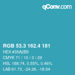 カラーコード: RGB 53.3 162.4 181 | qconv.com