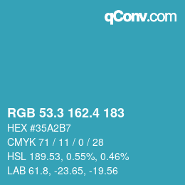 カラーコード: RGB 53.3 162.4 183 | qconv.com