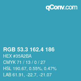 カラーコード: RGB 53.3 162.4 186 | qconv.com
