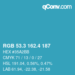 カラーコード: RGB 53.3 162.4 187 | qconv.com