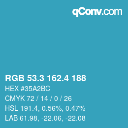 カラーコード: RGB 53.3 162.4 188 | qconv.com