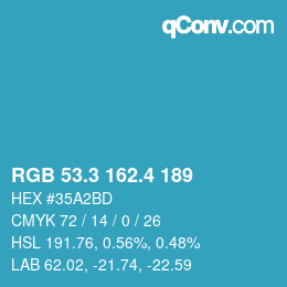 カラーコード: RGB 53.3 162.4 189 | qconv.com