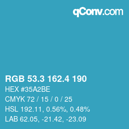 カラーコード: RGB 53.3 162.4 190 | qconv.com