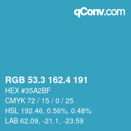 カラーコード: RGB 53.3 162.4 191 | qconv.com