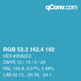 カラーコード: RGB 53.3 162.4 192 | qconv.com
