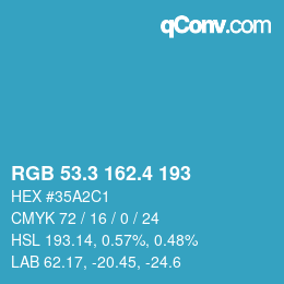 カラーコード: RGB 53.3 162.4 193 | qconv.com