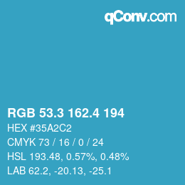 カラーコード: RGB 53.3 162.4 194 | qconv.com