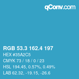 カラーコード: RGB 53.3 162.4 197 | qconv.com