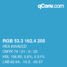 カラーコード: RGB 53.3 162.4 205 | qconv.com