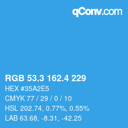 カラーコード: RGB 53.3 162.4 229 | qconv.com