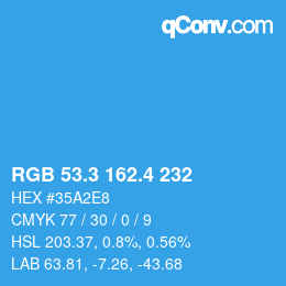 カラーコード: RGB 53.3 162.4 232 | qconv.com