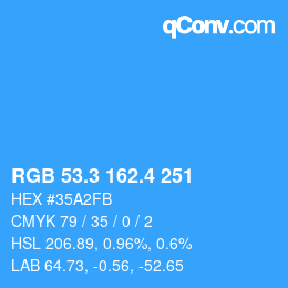 カラーコード: RGB 53.3 162.4 251 | qconv.com