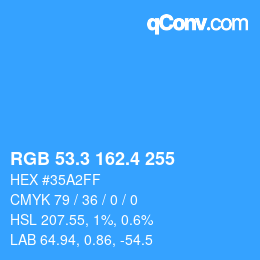 カラーコード: RGB 53.3 162.4 255 | qconv.com