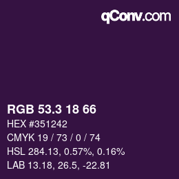 カラーコード: RGB 53.3 18 66 | qconv.com
