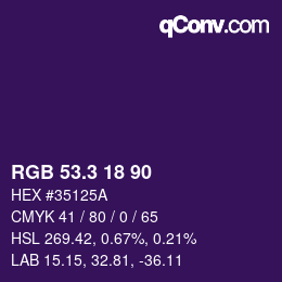 カラーコード: RGB 53.3 18 90 | qconv.com
