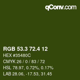 カラーコード: RGB 53.3 72.4 12 | qconv.com