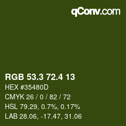 カラーコード: RGB 53.3 72.4 13 | qconv.com