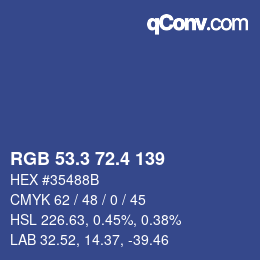 カラーコード: RGB 53.3 72.4 139 | qconv.com
