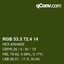 カラーコード: RGB 53.3 72.4 14 | qconv.com