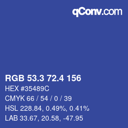 カラーコード: RGB 53.3 72.4 156 | qconv.com